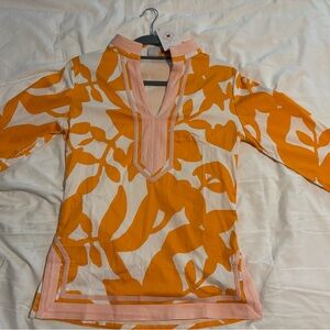 Sheridan French Tunic, Small Woman’s orange and white floral, size 2, lined NWT